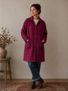 Vtg Womens Button-Front Wool Coat